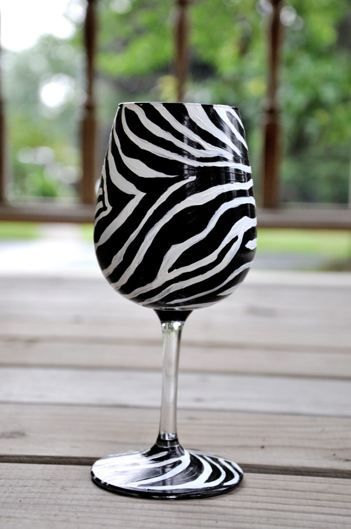 Zebra Wine Glass Custom Hand Painted With a Wild Black and Etsy