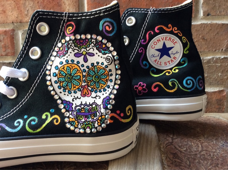 Custom Sneakers Day of the Dead Art Converse for Women. Sugar Etsy