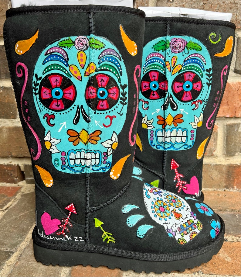 Sugar Skull UGG Boots Hand Painted Colorful Mexican Style - Etsy