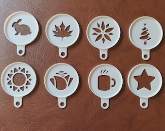 Coffee stencils | various designs | holder | bioplastic