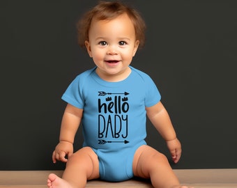 Hallo papa baby onesie, schattige pasgeboren outfit, zwart-wit afbeelding, baby shower cadeau, baby bodysuit met pijlen