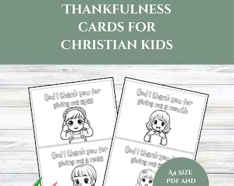 Tarjetas de agradecimiento / Páginas bíblicas para colorear imprimibles / Páginas para colorear para niños cristianos / Recursos para la escuela dominical / Producto digital