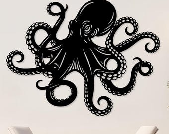 Octopus Metal Wall Art, Nautical Ocean Wall Decor, Sea Animal Wall Hanging, Modern Marine Home Decoration, Beach House Gift,Octopus Wall Art