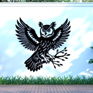Large Owl Metal Wall Art: Wild Animal Decor