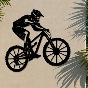 Mountain Biker Metal Wall Art, Mountain Bike Metal Wall Art, Housewarming Gift, Mountain Bike Sign, Biker Metal Wall Art, Bicycle Wall Art