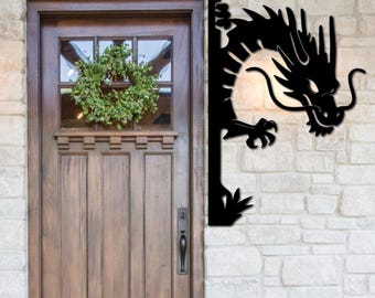 Metal Dragon Door Frame Corner, Gothic Wall Art, Dragon Door Topper Sign,Dragon Door Hanging, Dragon Door Corner Wall Art, Dragon Corner Art