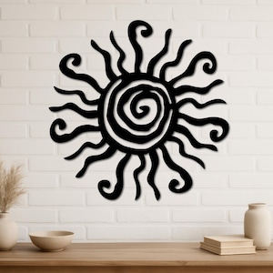 Wacky Sun Metal Decor, Spiral Sun Sign, Unique Metal Sun,Sun Garden Wall,Whimsical Spiral Sun, Sun Metal Sign, Sun Metal Art, Hippie Fun Art