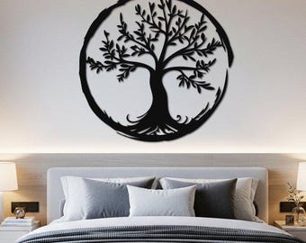 Tree Of Life Metal Wall Art, Boho Yoga Decor, Circle Of Enlightenment, Boho Living Room Wall Decor, Bedroom Wall Art