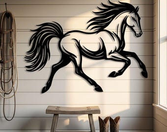 Metal Horse Wall Art, Wildlife Horse Lover Gift, Farmhouse Wall Art, Running Horse Metal Wall Art, Western Cowboy Home Art, Horse Lover Gift