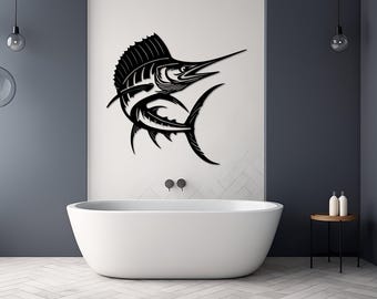 Swordfish Metal Wall Art, Marlin Fish Decor, Nautical Beach House Wall Decor, Coastal Fishing Gift For Him, Ocean Metal Sign