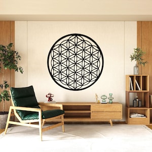 Flower of Life Metal Wall Art: Geometric Modern Decor