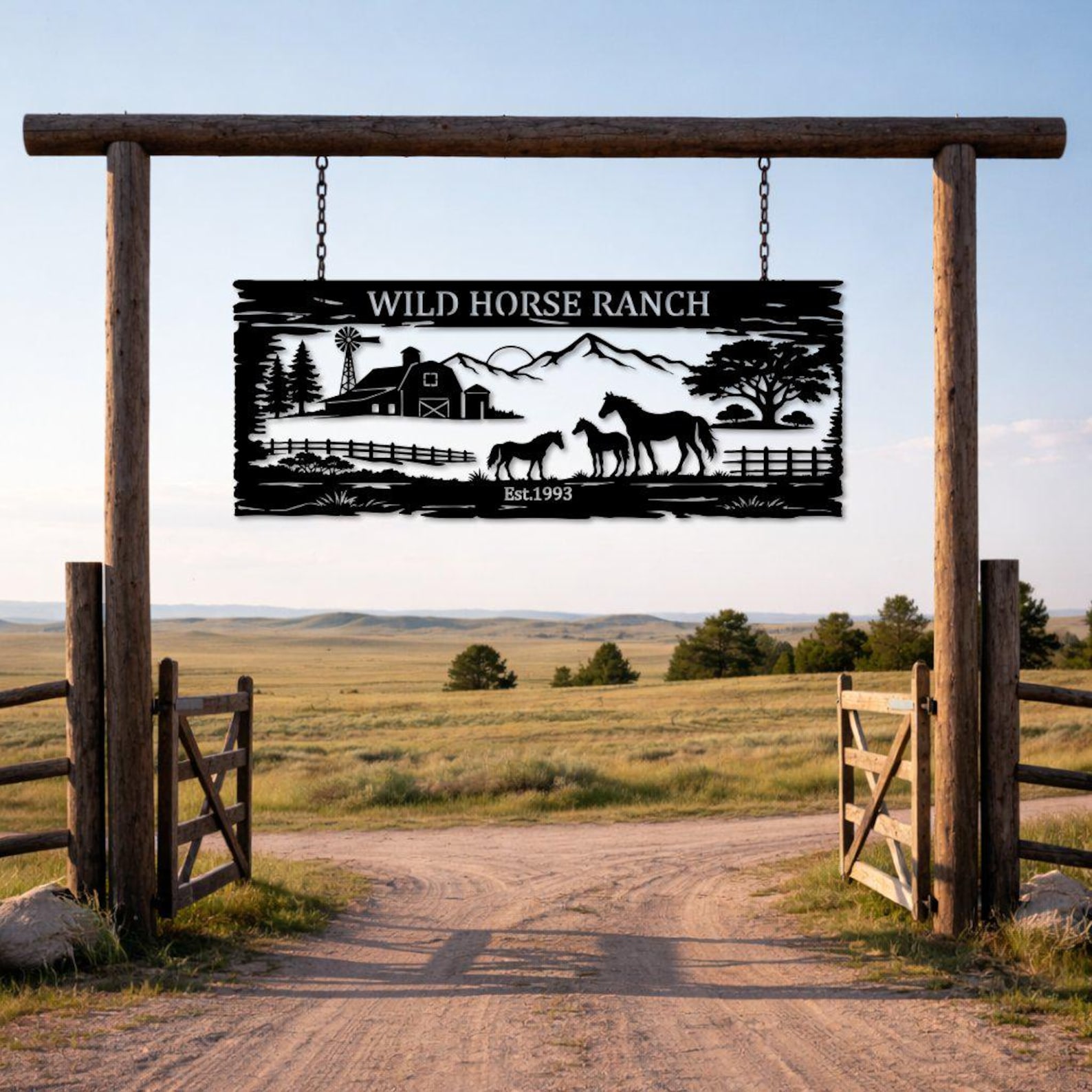 Round Ranch Gate Sign Personalized Ranch Metal Sign, Custom Farm Gate Sign, Horse Ranch Wall ...