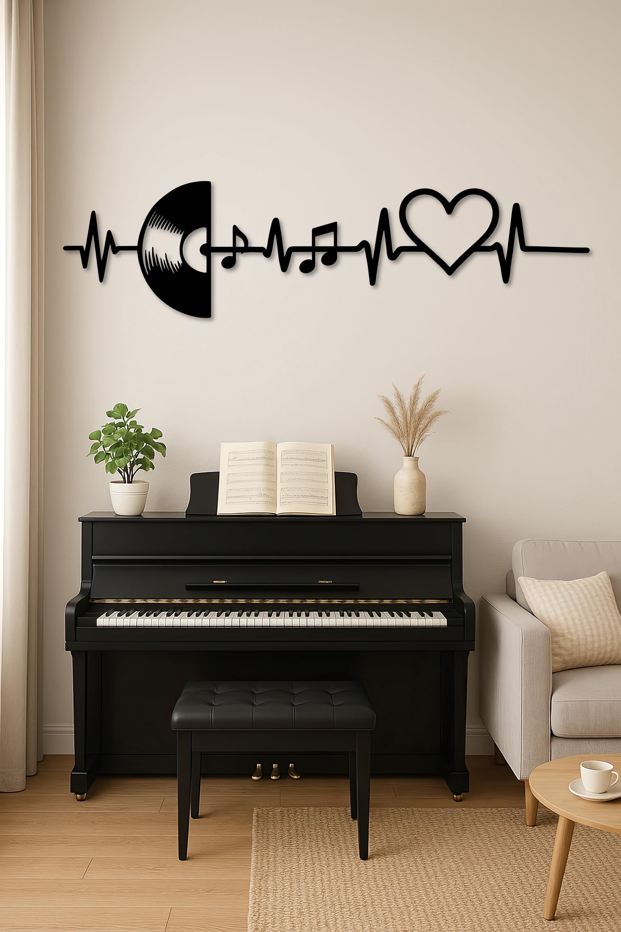 Music Heartbeat Metal Wall Art, Vinyl Record Wall Decor, Soundwave