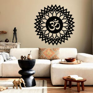 Ohm Mandala Metal Wall Decor, Om Symbol Wall Art, Om Wall Decor, Hindu Decor Religious Home Decor, Mandala Wall Decor, Yoga Room Decor