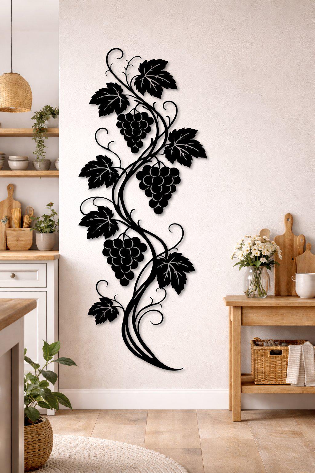 Grape Vine Metal Wall Art, Vineyard Grape Decor,wine Lover Metal Wall ...