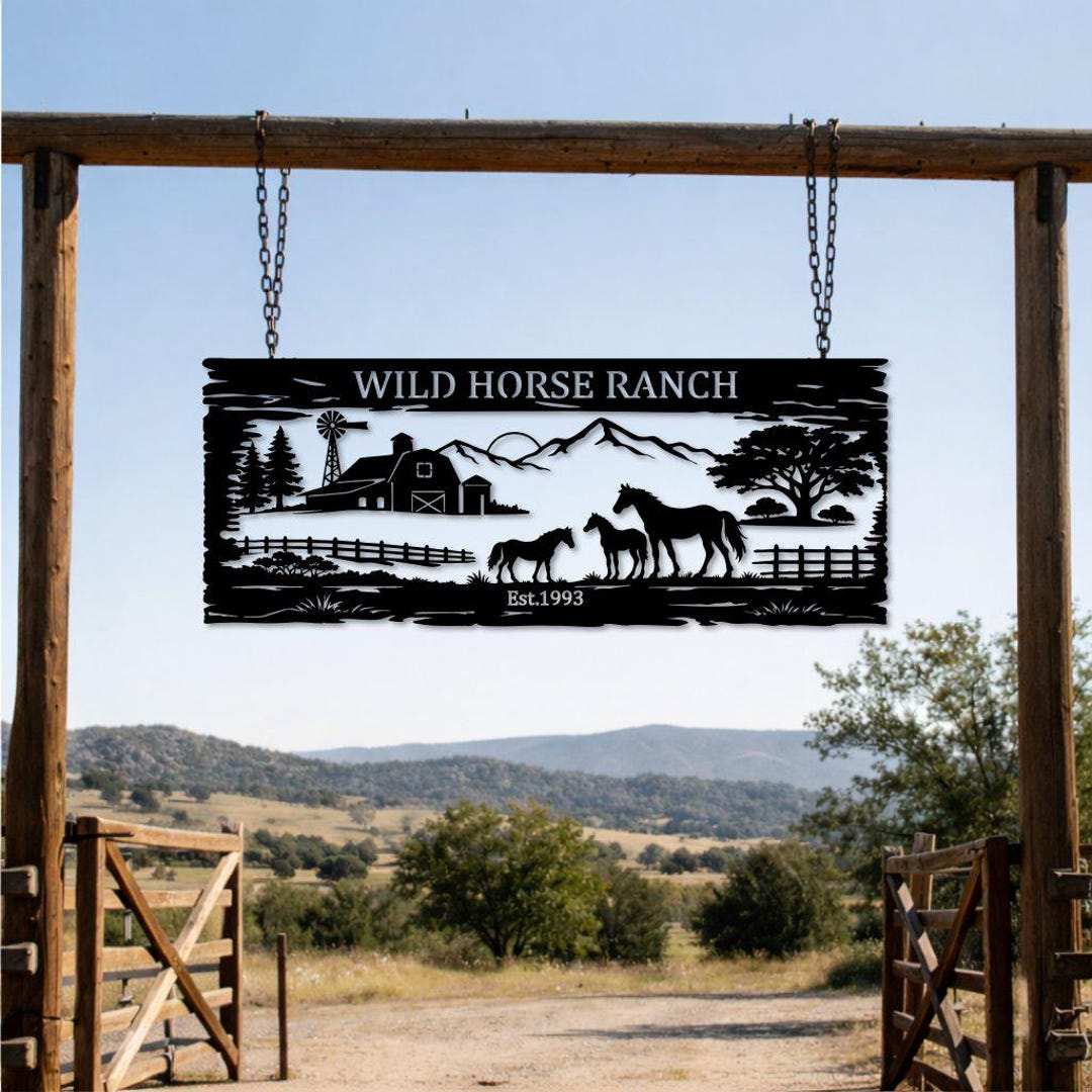 Personalized Ranch Metal Sign, Custom Farm Gate Sign, Horse Ranch Wall ...