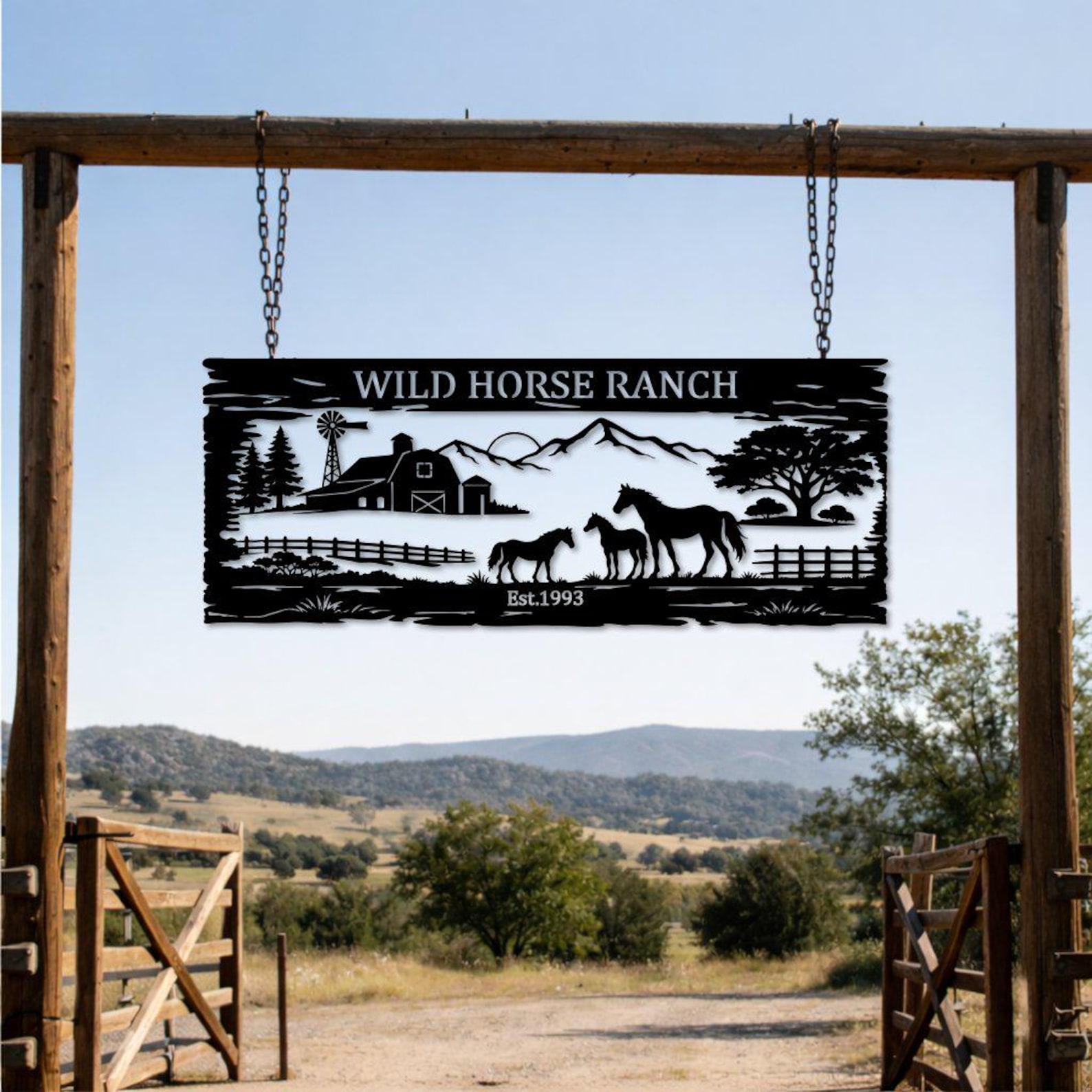 Personalized Ranch Metal Sign, Custom Farm Gate Sign, Horse Ranch Wall ...