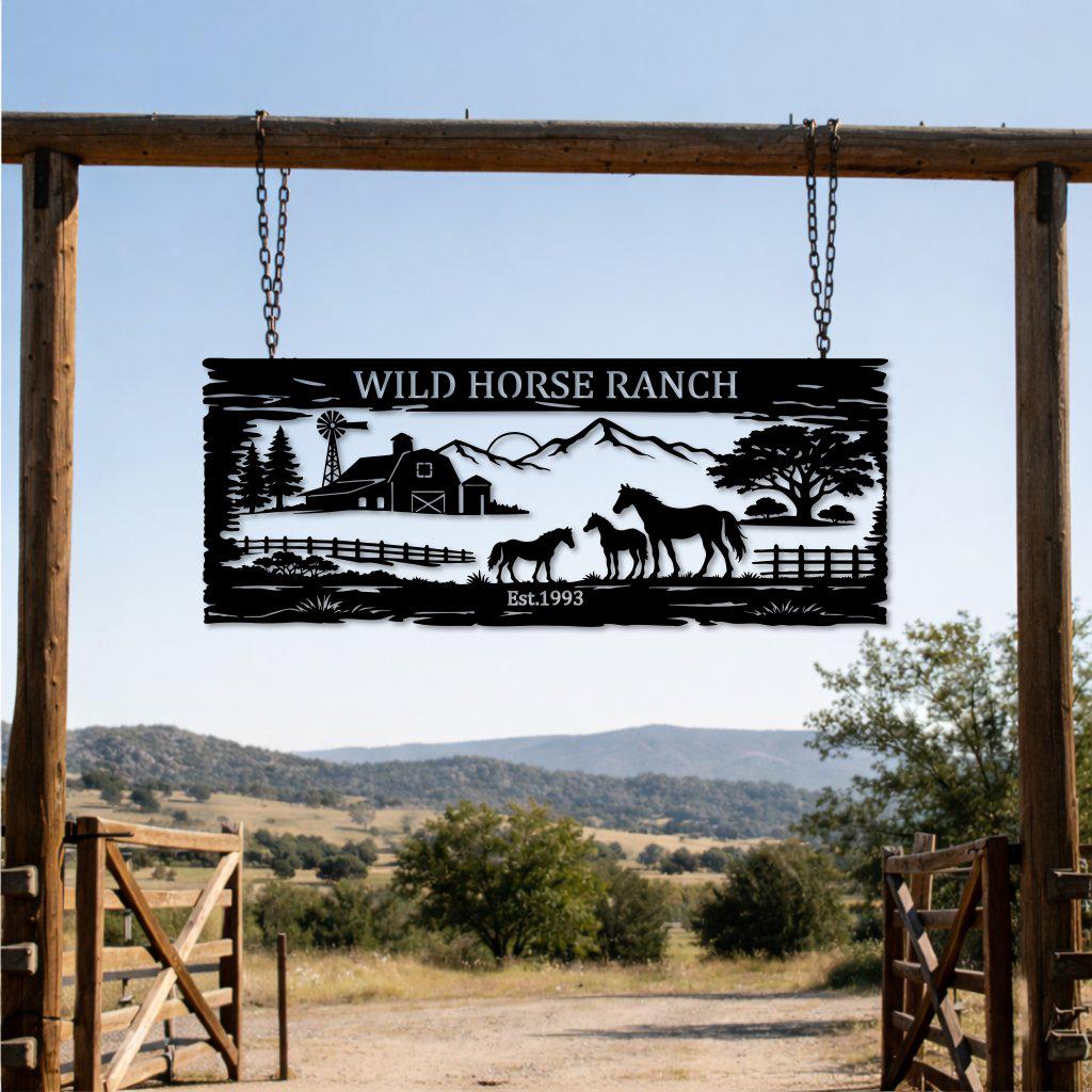 Personalized Ranch Metal Sign, Custom Farm Gate Sign, Horse Ranch Wall ...