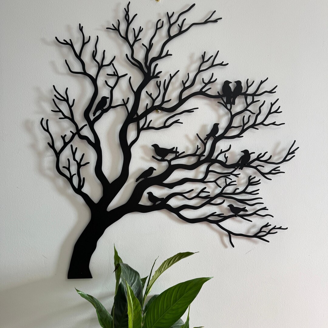 Metal Birds on Branch Wall Art, Birds on Tree Branch Metal Wall Art ...