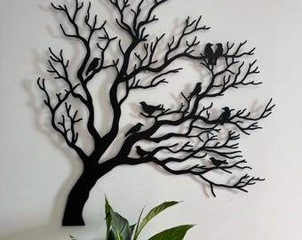 Metal Birds On Branch Wall Art, Birds On Tree Branch Metal Wall Art, Living Room Decor, Forest Wall Art, Branch Wall Art, Bird Wall Art
