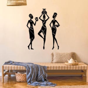 African Women Metal Wall Art: Tribal Home Decor