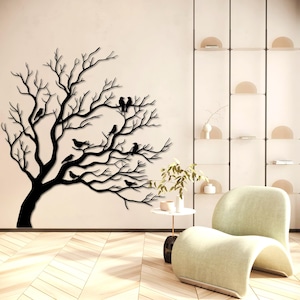 Metal Birds On Branch Wall Art, Birds On Tree Branch Metal Wall Art, Living Room Decor, Forest Wall Art, Branch Wall Art, Bird Wall Art