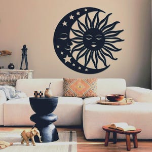 Sun And Moon Metal Sign Wall Art, Day And Night Sign, Celestial Wall Art, Housewarming Gift, Mystic Home Decor, Living Room Wall Art