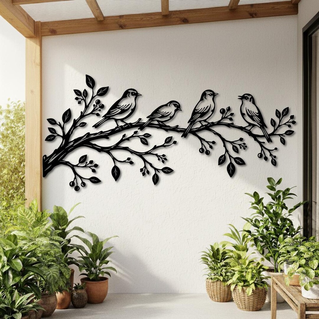 Birds on A Branch Metal Wall Decor, Bird Lovers Gift,metal Garden Art ...