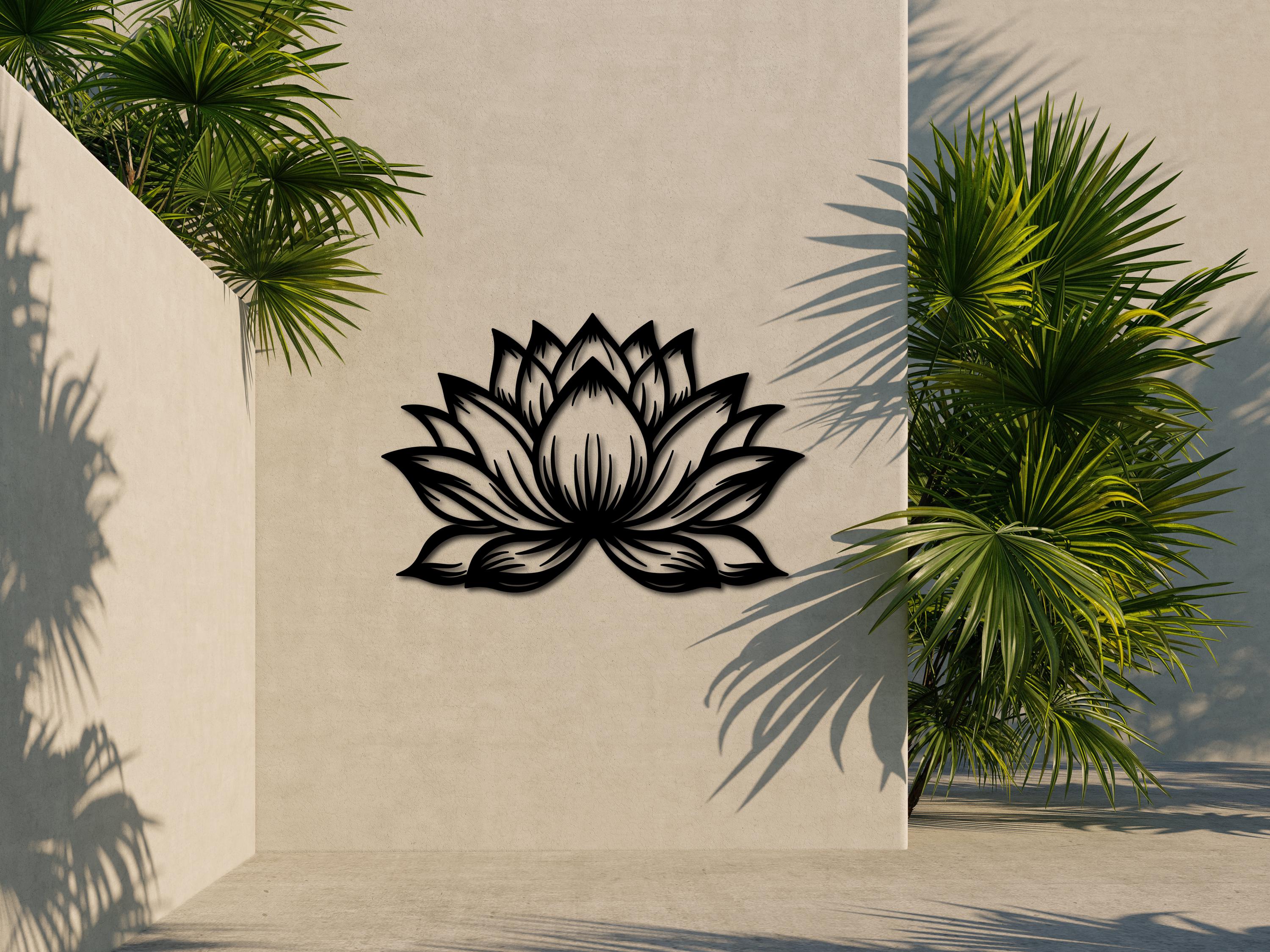 Lotus Flower Metal Wall Art, Large Outdoor Wall Decor, Yoga Decor ...