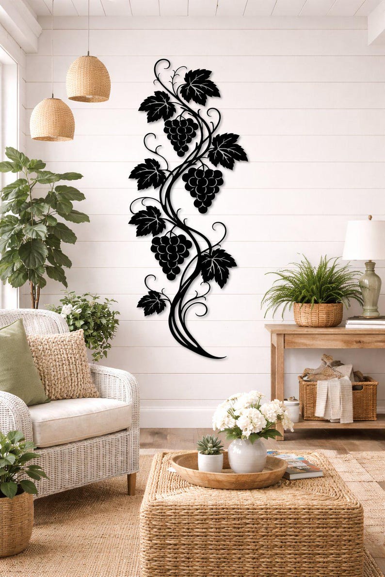 Grape Vine Metal Wall Art, Vineyard Grape Decor,wine Lover Metal Wall ...