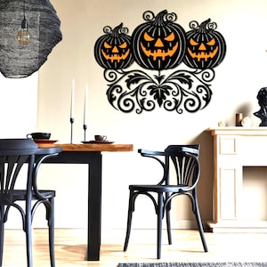 Halloween Pumpkin Metal Sign: Fall Wall Decor