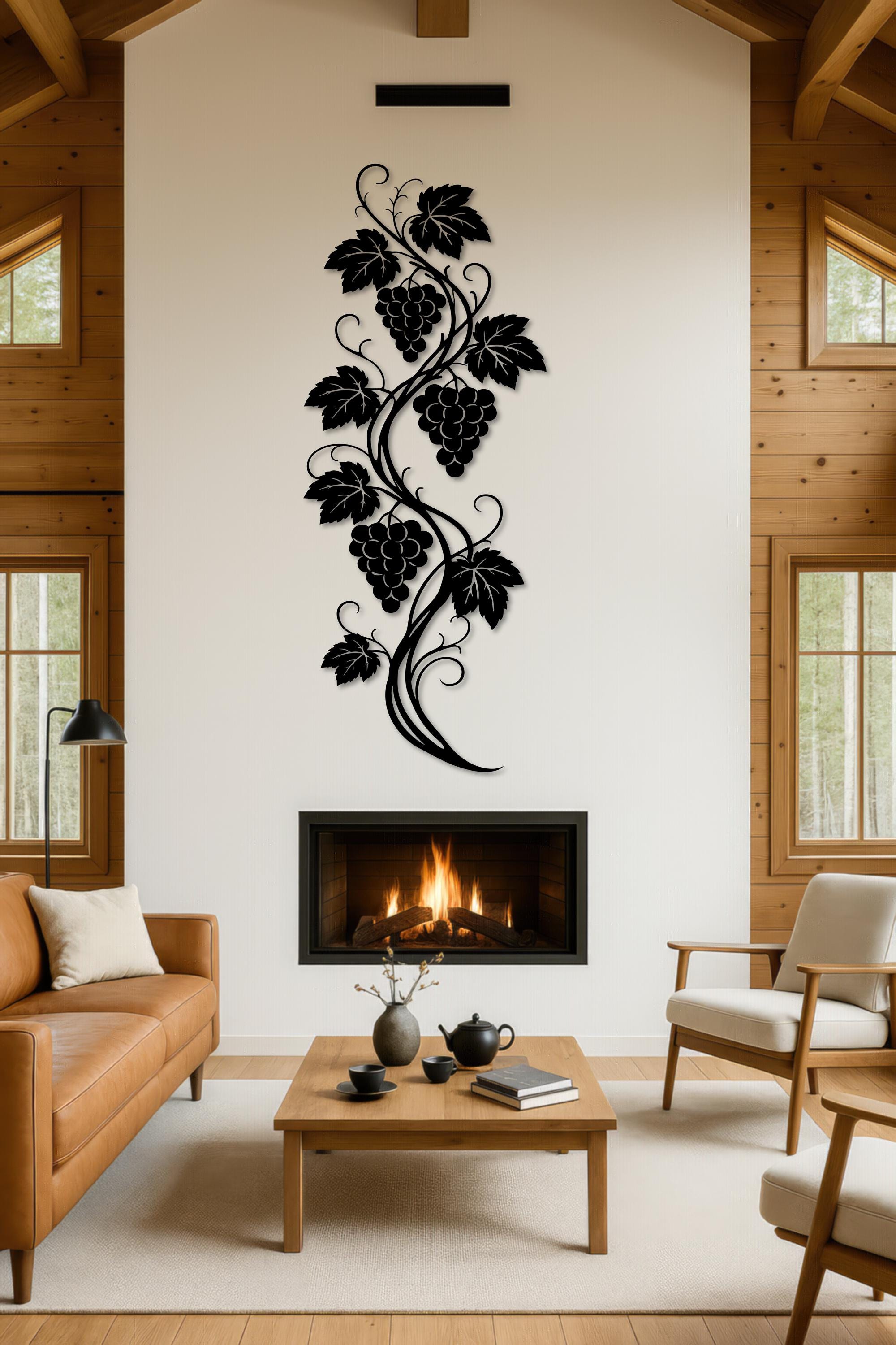 Grape Vine Metal Wall Art, Vineyard Grape Decor,wine Lover Metal Wall