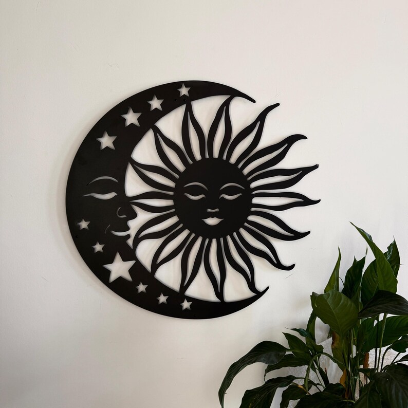 Sun and Moon Metal Wall Art, Celestial Mystic Home Decor, Day and Night ...