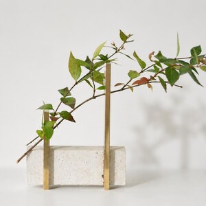 Brass & Concrete Vase, Architectural Sculpture, Minimalist Home Decor, Handmade Art Object, Unique Gift, Modern Flower Holder