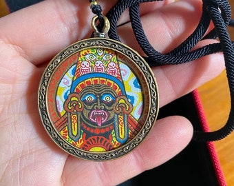 Tibetan Hand-painted Genuine Zakiram Thangka Necklace - Fortune Necklace Portable Amulets - Manifest Lucky Necklace