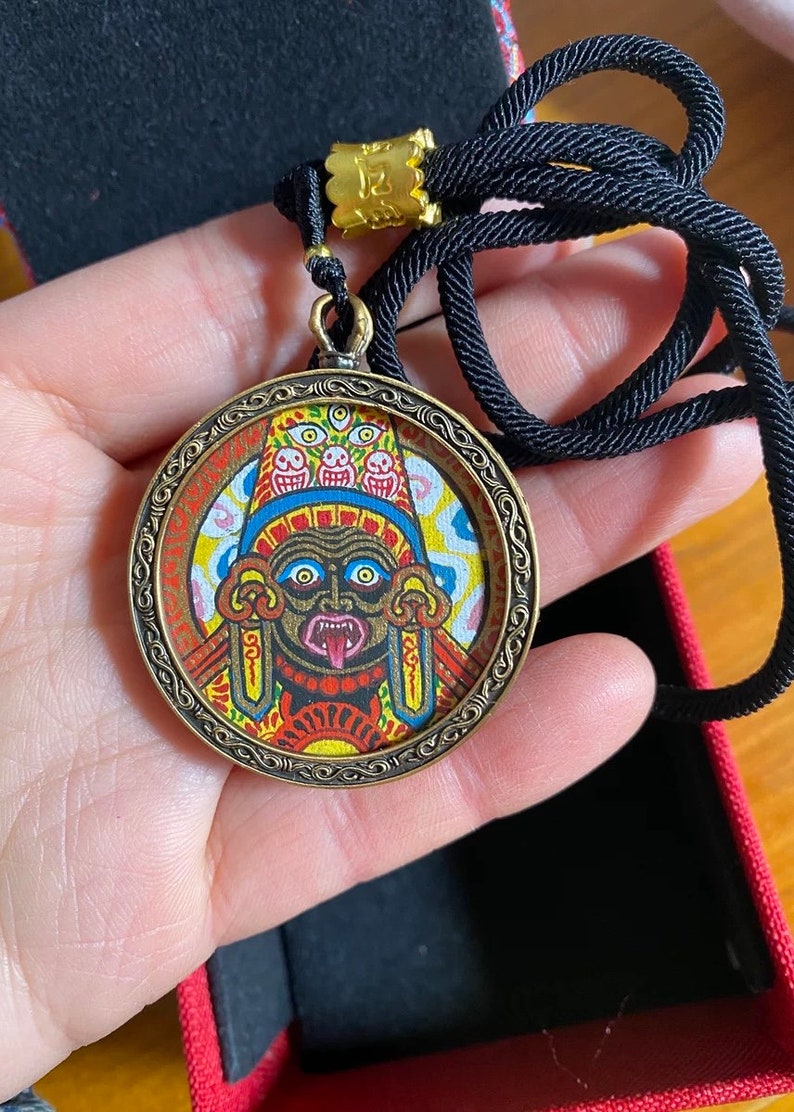 Tibetan Hand-painted Genuine Zakiram Thangka Necklace Fortune Necklace Portable Amulets Manifest Lucky Necklace zdjęcie 1