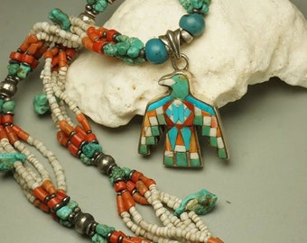 Ancient Glass Beads American Indian Gtyle Necklace - Multi-Layered Vintage Necklace- Colored glaze