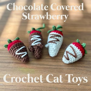Chocolate Covered Strawberry Handmade Crochet Catnip Cat Toys, Cat Gift, Valentine Gift