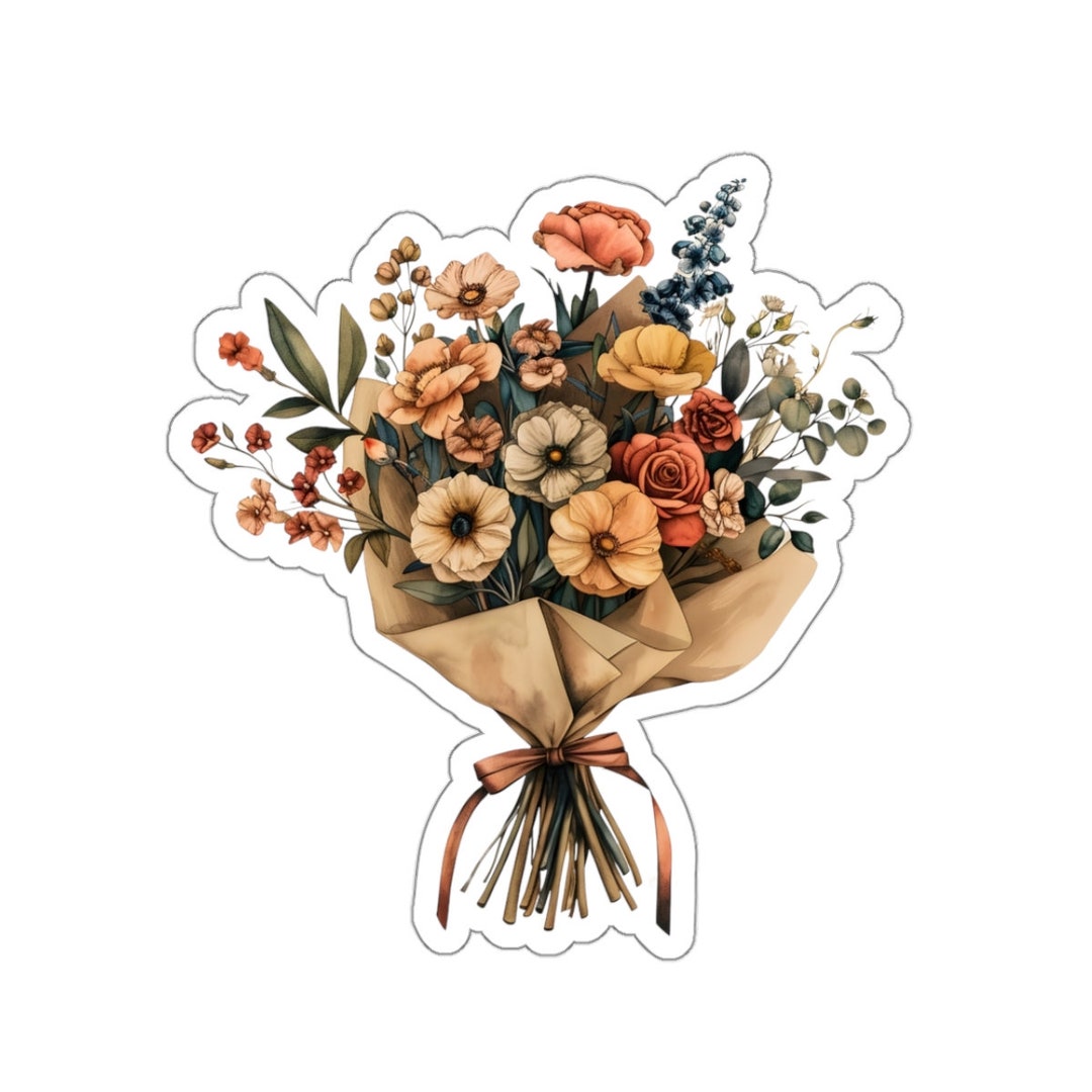 Fall Colors Bouquet, Bouquet of Flowers Sticker, Stickers, Gift ...