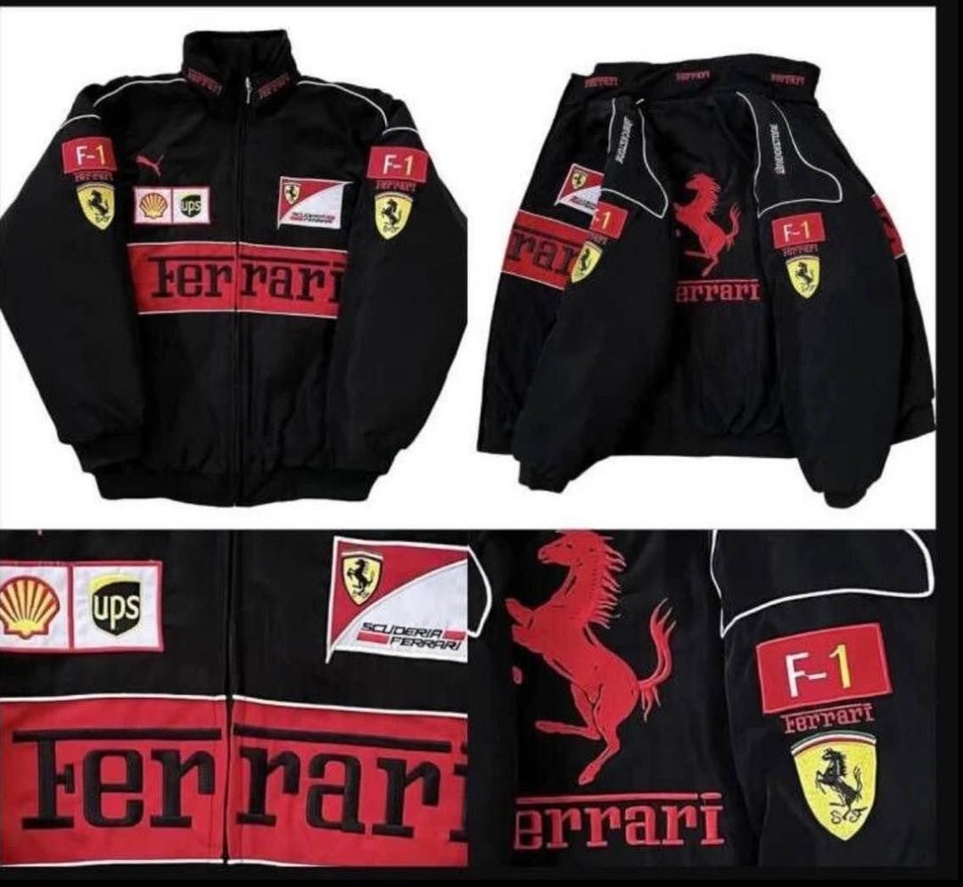 F1 Racing Motorcycle Jacket with Vintage Embroidery