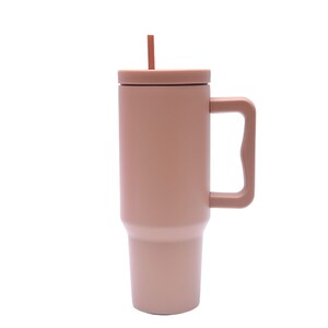 Personalized Tan  40 oz. Stainless Steel Modern Tumbler with Handle & Straw | Bridesmaid Gift| Gifts for Her | Custom Tumbler with Straw