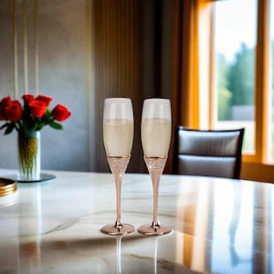 Personalized Galaxy Rose Gold Champagne Flutes Set | Toasting Flutes | Wedding | Wedding Toasts | Champagne Flutes | Champagne Glasses