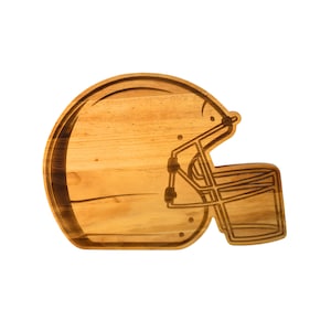 Personalized Football Helmet Charcuterie Board 15&quot; x 11&quot; - Custom Engraved Wood, Sports Gift