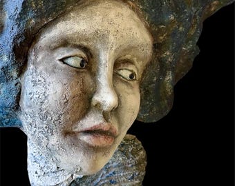Sure. Handmade OOAK Art Paper Mache Sculpture Bust Figure Woman Abstract Impressionist Painting.