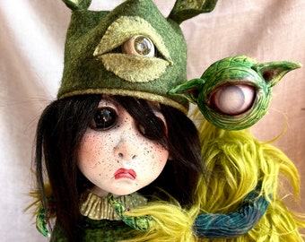 Loopyboopy Art Doll Goth  Creepy Cute imaginary friend Nikola and Norman