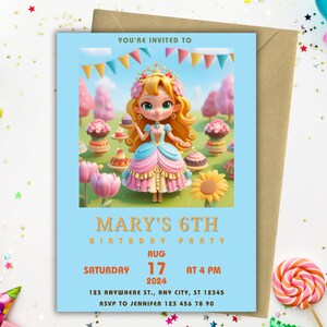 Little Princess Birthday Invitation Girl Editable Template Custom Instant Download Digital File Canva Template