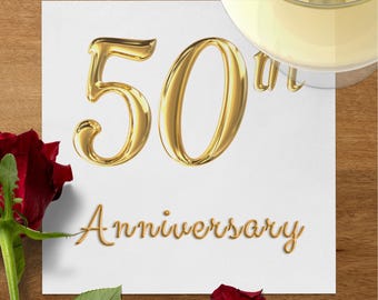 50th Anniversary Napkins: Golden Celebration Party Decor