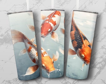 Koi Fish Digital Art, Colorful Koi Fishes, Japanese Art Print, Digital Download, Watercolor Art, Instant Download Art, Home Decor