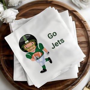 Football Player Custom Team Napkin, Go Jets Themed Party Napkin, Custom Sport Birthday Party Supplies, Football Game Day Custom text Teams