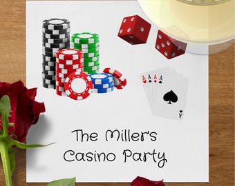 Personalized Casino Party Napkins: Custom Poker Night Decor